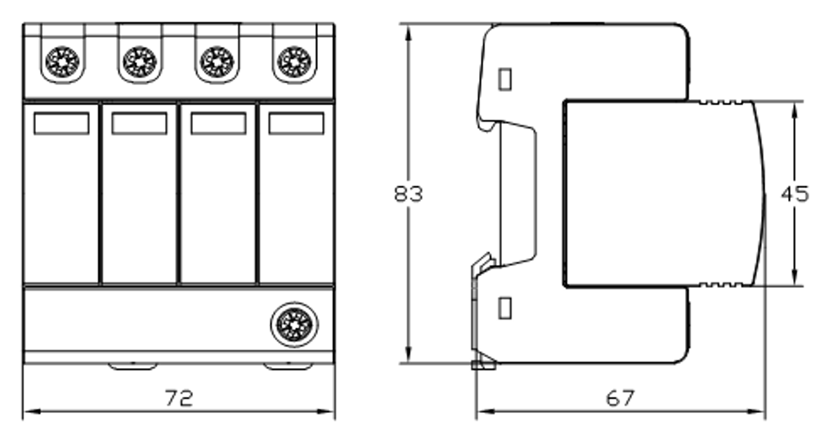 T2 Varistor SPD installationdimensionImage