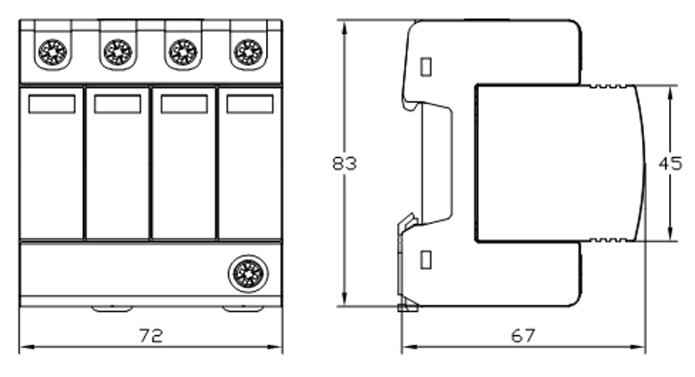 T2-ZL(S)1電湧保護器 安裝尺寸圖